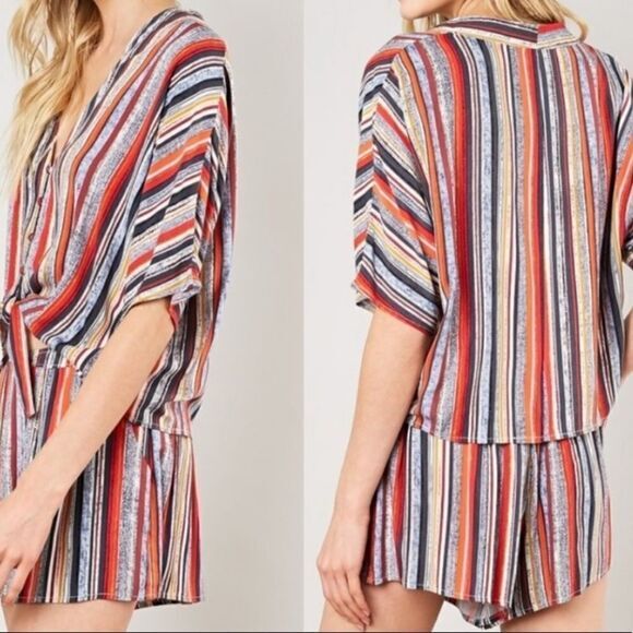 Colorful Striped‎ Top/Short Set - Picture 10 of 16